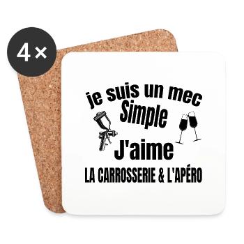 carrosserie et apéro - Dessous de verre (lot de 4) - blanc - Devant