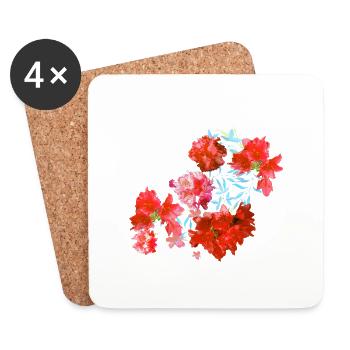 laurier-rose,fleur,lotus,vigne,floral,fleurs - Dessous de verre (lot de 4) - blanc - Devant