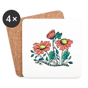 Fleur - Dessous de verre (lot de 4) - blanc - Devant