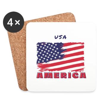 USA America. - Dessous de verre (lot de 4) - blanc - Devant