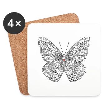 Schmetterling - Untersetzer (4er-Set) - Weiß - Vorne