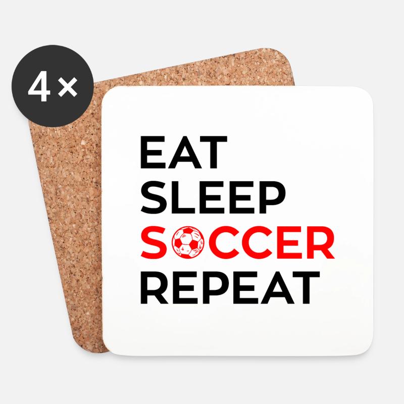 EAT - SLEEP - SOCCER - Repeat - Untersetzer (4er-Set) - Weiß