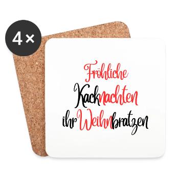 Weihnachten-Fröhliche Kacknachten... - Untersetzer (4er-Set) - Weiß - Vorne
