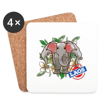 Laos Lao Laotian Flag Elephant Lao I Gift - Coasters (set of 4) - white - Front