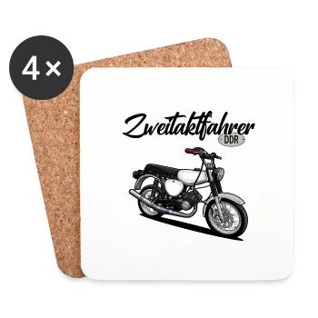 S51 (weiß / Zweitaktfahrer) // Illustration - Untersetzer (4er-Set) - Weiß - Vorne