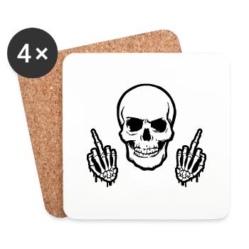 skull middlefinger - Untersetzer (4er-Set) - Weiß - Vorne