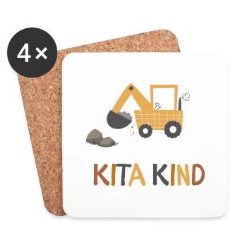 Kita Kind Kindergarten Hord - Untersetzer (4er-Set) - Weiß - Vorne