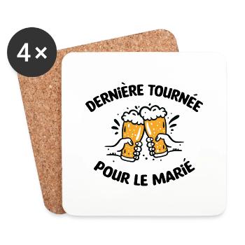 Dernière Tournée pour le marié / EVG / Mariage - Dessous de verre (lot de 4) - blanc - Devant