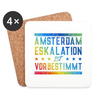 Amsterdam Eskalation - Untersetzer (4er-Set) - Weiß - Vorne