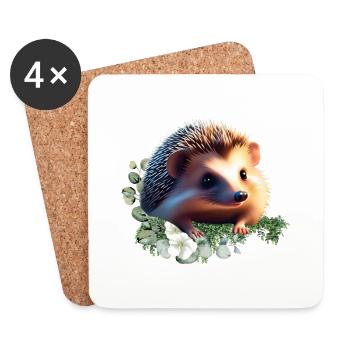 Chemise Hérisson et Accessoires - Hedgehog Design - Dessous de verre (lot de 4) - blanc - Devant