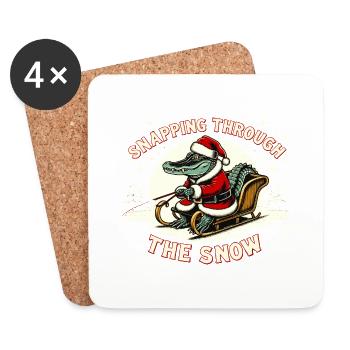 Alligator Snapping Through The Snow, Gator Hunting - Untersetzer (4er-Set) - Weiß - Vorne