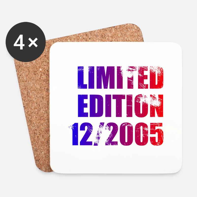 18. Geburtstag Limited Edition 12/2005 - Untersetzer (4er-Set) - Weiß