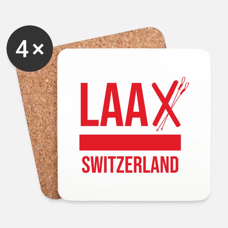 Laax Graubünden Souvenir - Untersetzer (4er-Set) - Weiß