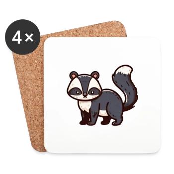 Raton laveur mignon - Dessous de verre (lot de 4) - blanc - Devant