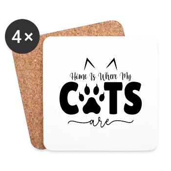 Home is where my Cats are - Untersetzer (4er-Set) - Weiß - Vorne
