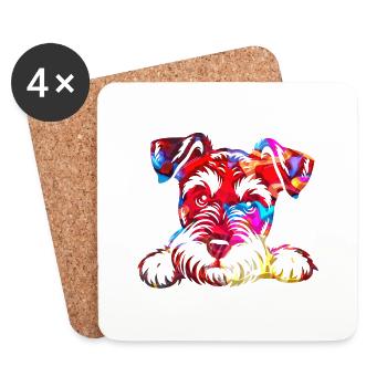 Chien chiot chien mignon Corgi aquarelle Art Cartoon Wof - Dessous de verre (lot de 4) - blanc - Devant