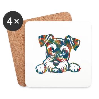 Chien chiot chien mignon Corgi aquarelle Art Cartoon Wof - Dessous de verre (lot de 4) - blanc - Devant