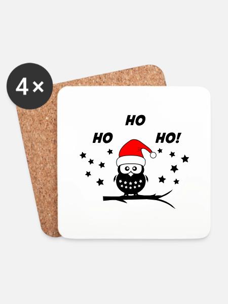 eule weihnachten santa - Untersetzer (4er-Set) - Weiß