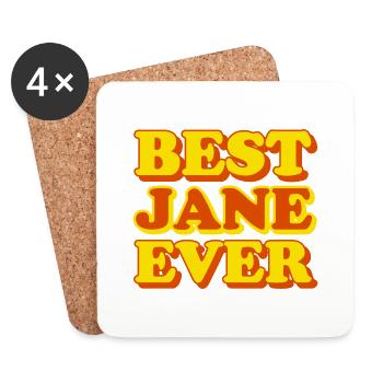 Drôle de cadeau avec prénom Jane - Dessous de verre (lot de 4) - blanc - Devant