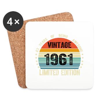 Vintage 1961 63 Years Old 63th Birthday Limited - Dessous de verre (lot de 4) - blanc - Devant
