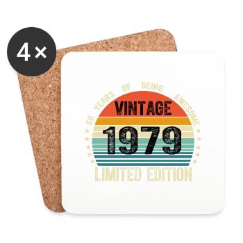 Vintage 1979 45 Years Old 45th Birthday Limited - Dessous de verre (lot de 4) - blanc - Devant