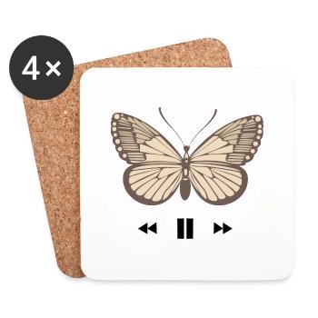 Conception de papillon - Dessous de verre (lot de 4) - blanc - Devant