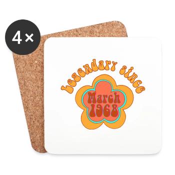 Legendary since March 1968 Birthday Retro - Coasters (set of 4) - white - Front