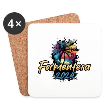 Formentera 2024 Palm Trees Multicoloured - Coasters (set of 4) - white - Front