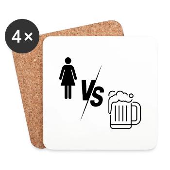 Woman vs. Beer / Woman vs. Beer Who Wins Party - Coasters (set of 4) - white - Front