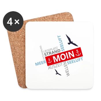 Mer, Moin, Port, Mer du Nord - Dessous de verre (lot de 4) - blanc - Devant