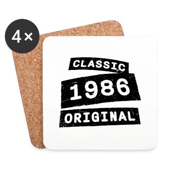 Classique 1986 Original année de naissance Vintage des années 80 - Dessous de verre (lot de 4) - blanc - Devant