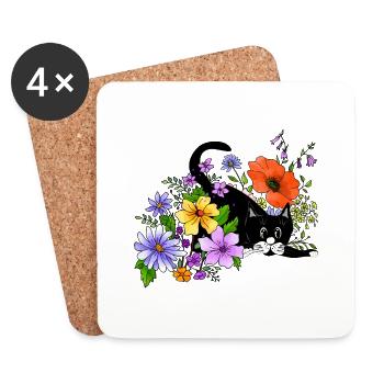 Cat - Coasters (set of 4) - white - Front