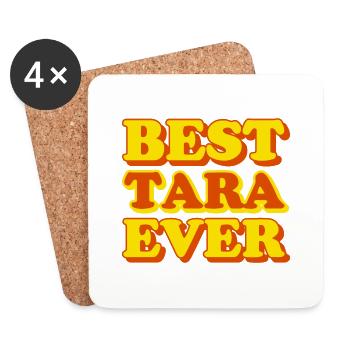 Tara prénom, drôle de cadeau - Dessous de verre (lot de 4) - blanc - Devant