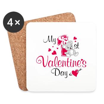 My first Valentine's day. Cute design - Coasters (set of 4) - white - Front