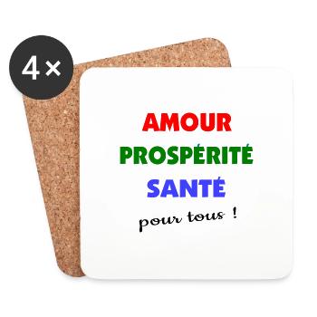Amour, prospérité santé pour tous ! - Dessous de verre (lot de 4) - blanc - Devant