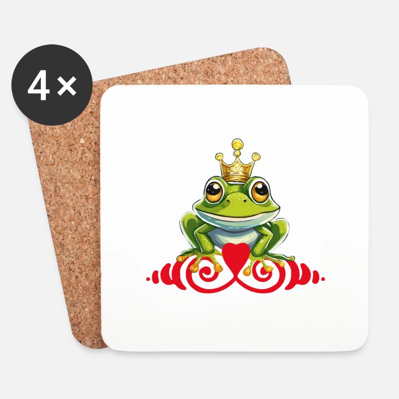 Frosch Prinz Kuss König - Untersetzer (4er-Set) - Weiß