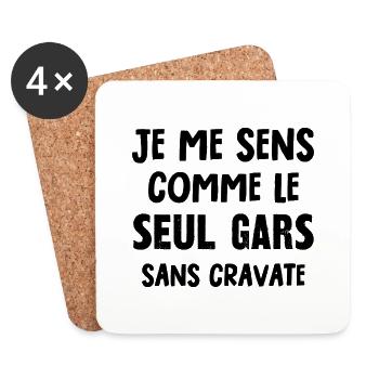 le seul gars sans cravate - Dessous de verre (lot de 4) - blanc - Devant