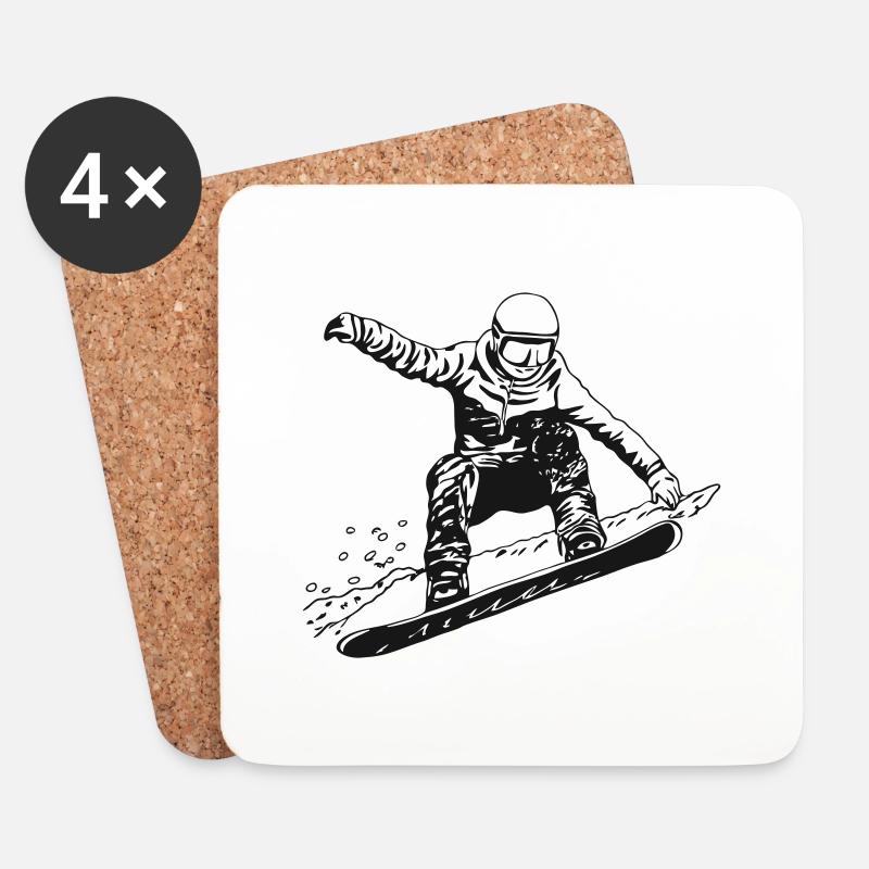 Snowboard - Untersetzer (4er-Set) - Weiß