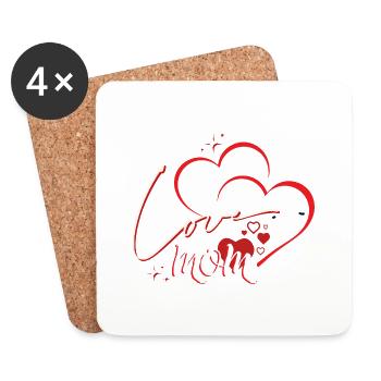 Mother's Day - Je t'aime maman - Love you mom - Coasters (set of 4) - white - Front