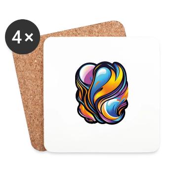 Kreativer Ausdruck: Bunte Wellen der Inspiration - Untersetzer (4er-Set) - Weiß - Vorne