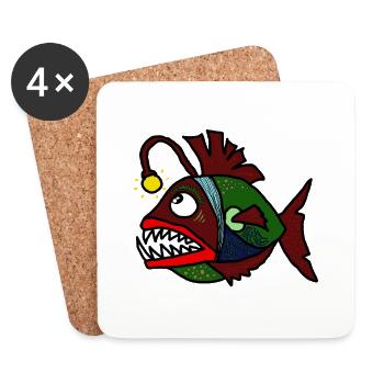 Anglerfisch - Untersetzer (4er-Set) - Weiß - Vorne