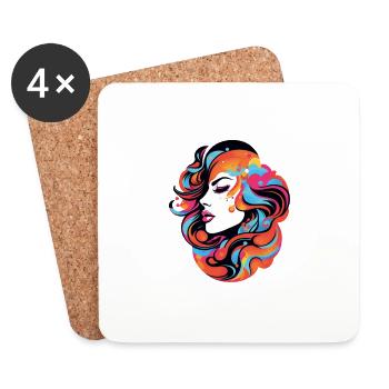 Abstract Art: Colorful Swirls Meet Elegance - Coasters (set of 4) - white - Front