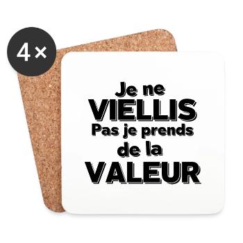 JE NE VIELLIS PAS JE EPRENDS DE LA VALEUR - Dessous de verre (lot de 4) - blanc - Devant