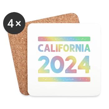 L’équipe colorée des fêtes de Californie 2024 - Dessous de verre (lot de 4) - blanc - Devant