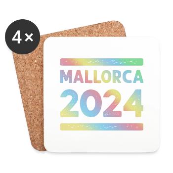 Majorque 2024 Équipe de vacances colorée - Dessous de verre (lot de 4) - blanc - Devant