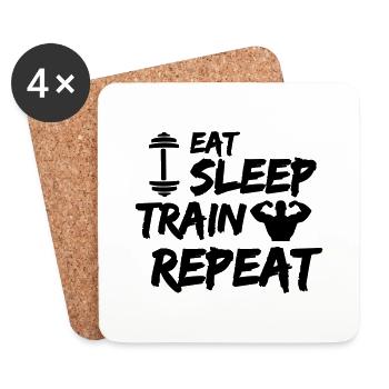 eat sleep train repeat - Untersetzer (4er-Set) - Weiß - Vorne