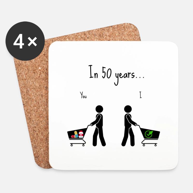 "Fleisch vs. Vegan: 50 Jahre später", Geschenk - Untersetzer (4er-Set) - Weiß