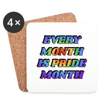 Jeder Monat ist Pride Month - Untersetzer (4er-Set) - Weiß - Vorne