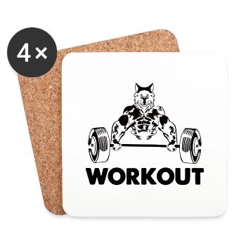 Entraînement Wolf Bodybuider - Dessous de verre (lot de 4) - blanc - Devant