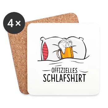 Chemise de nuit officielle Beer - Dessous de verre (lot de 4) - blanc - Devant